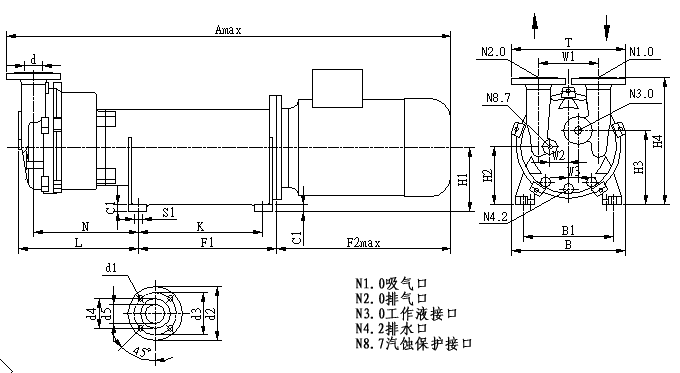 2BV6水環真空泵外形尺寸圖