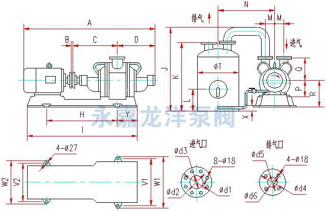 SZ系列水環式真空泵外形及安裝尺寸圖